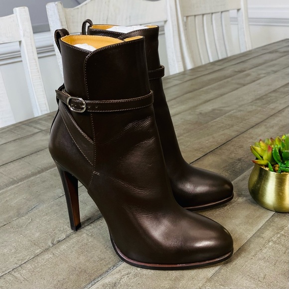 Ralph Lauren Purple Label Collection Nellie Leather Ankle-Buckle Booties Size 7B - Picture 5 of 14